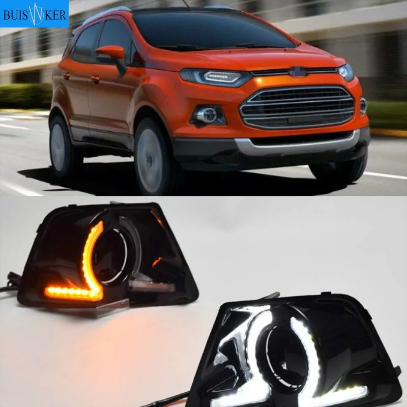 

1 Set 12V ABS Car LED For Ford Ecosport 2013 2014 2015 2016 DRL Daytime Running Lights Daylight With Turn Yellow Signal