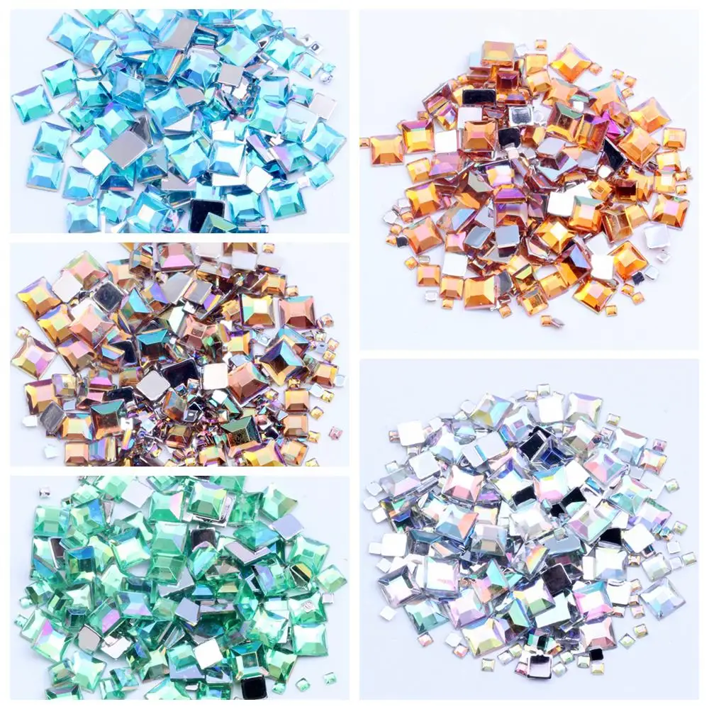 Strass FlatBack Square 2mm 4mm 6mm formati misti 4g circa 180 pezzi per artigianato Scrapbooking vestiti fai da te decorazione Nail Art