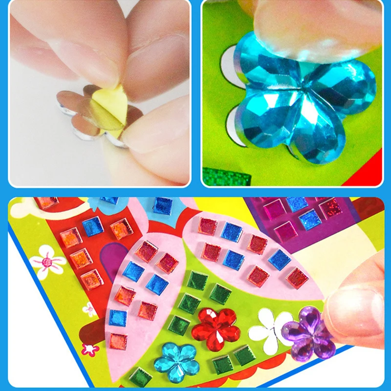 Mosaik Kunst Aufkleber Kinder DIY Handwerk Spielzeug Diamant Puzzle Spiel handgemachte Kunst Cartoon kreative Lernspiel zeug für Kinder