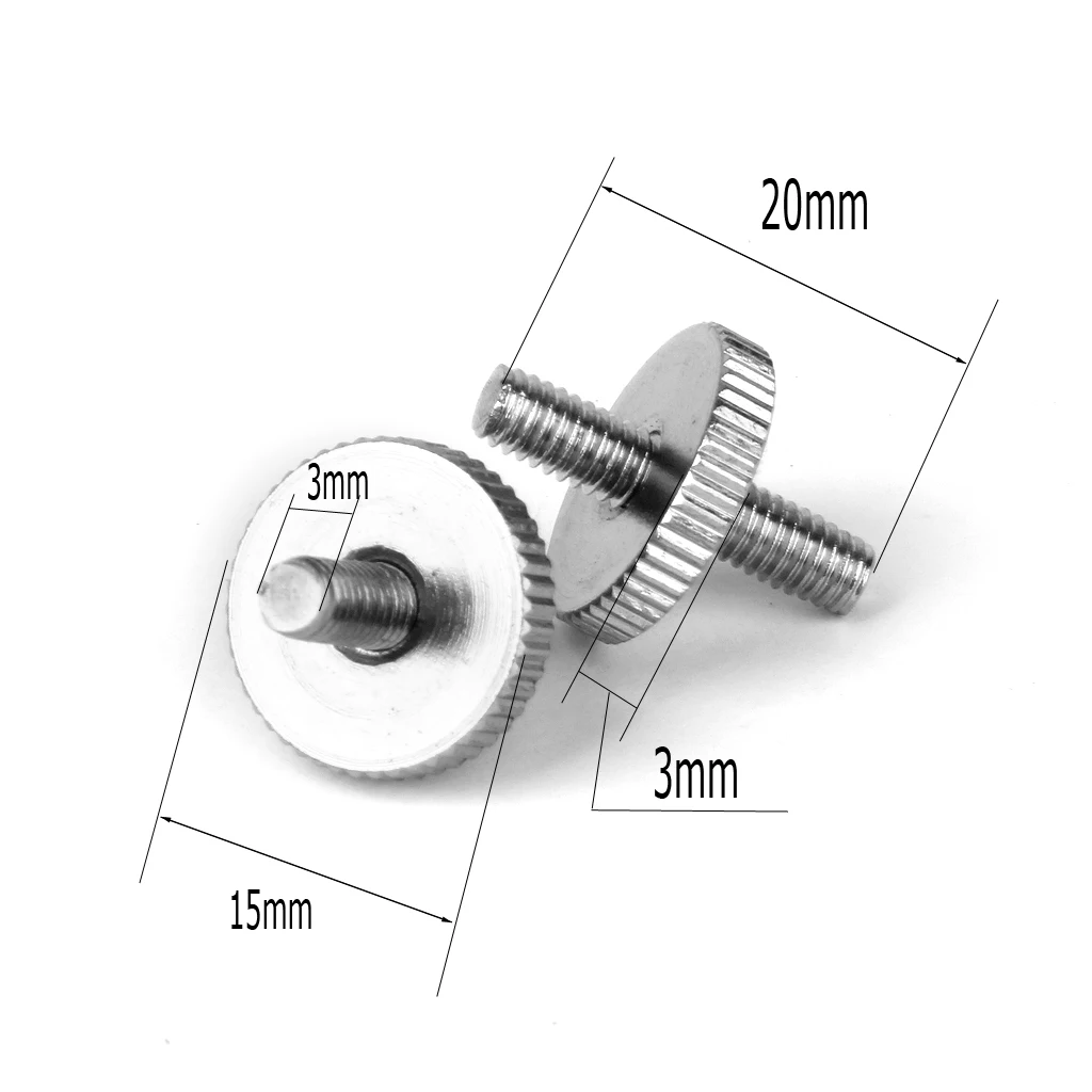 2pcs Mandolin Guitar Bridge Height Adjustment Screws W/Thumbwheels Nickle Plated