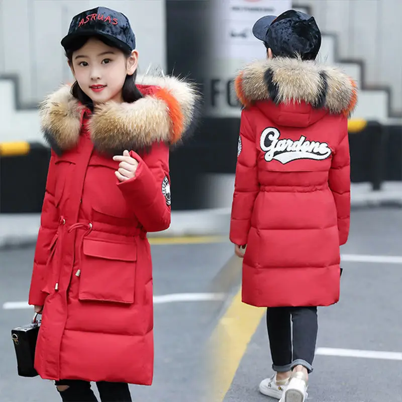 12 Years Winter Thick Cotton Padded Long Style Children's Clothing Teen Down Jacket For Girls Parkas Manteau Enfant Fille