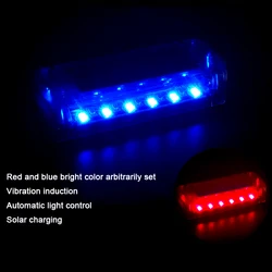 Anti-roubo automático falso simulado vibração solar azul ou vermelho leds flash luz alarme de carro segurança assaltante dissuasor