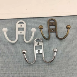 1PC Double Prong Coat Hooks Wall Mounted Robe Hooks for Hanging Coat Scarf Bag Towel Key Cap