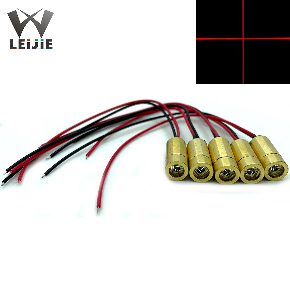 5pcs 5V 650nm 5mW 9mm Cross Line Dot 9*21mm Industrial MINI Red Locate Laser Head LD Module Laser Module Medical positioning