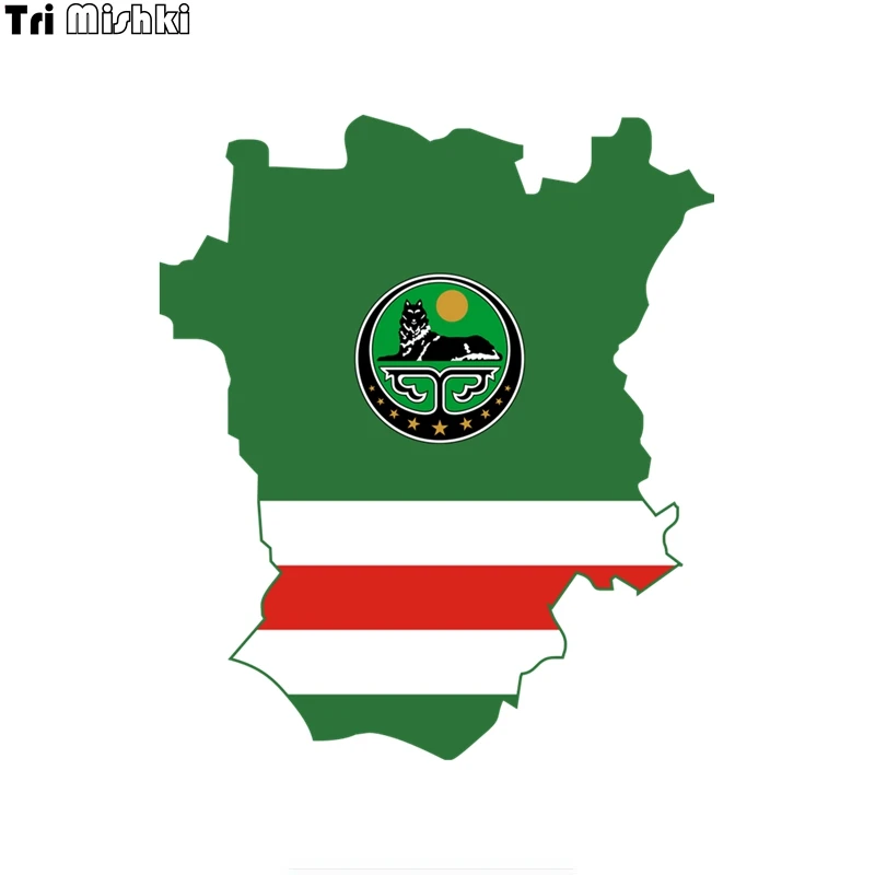 Tri Mishki WCS779 15*13cm Chechen Republic of Ichkeria map car sticker colorful Decals Motorcycle Accessories Stickers