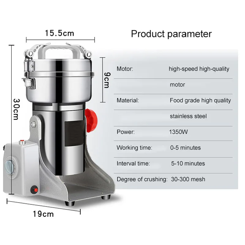 110V/220V elektryczne ziarna przyprawy młynek 750g medycyna Hebal zbóż kawy suchej żywności mąka w proszku kruszarki Miller szlifierka