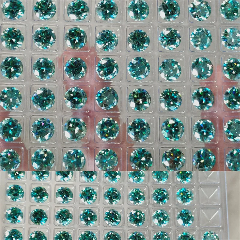 Factory prices blue green Color Clarity round Shape loose moissanites 1ct-6ct 1pcs diamonds for making rings