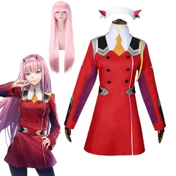 Zero Two Cosplay Costumes Anime DARLING in the FRANXX Zero Two 02 Dress Uniform Suits Headwear Wig Women Halloween Costume Dress