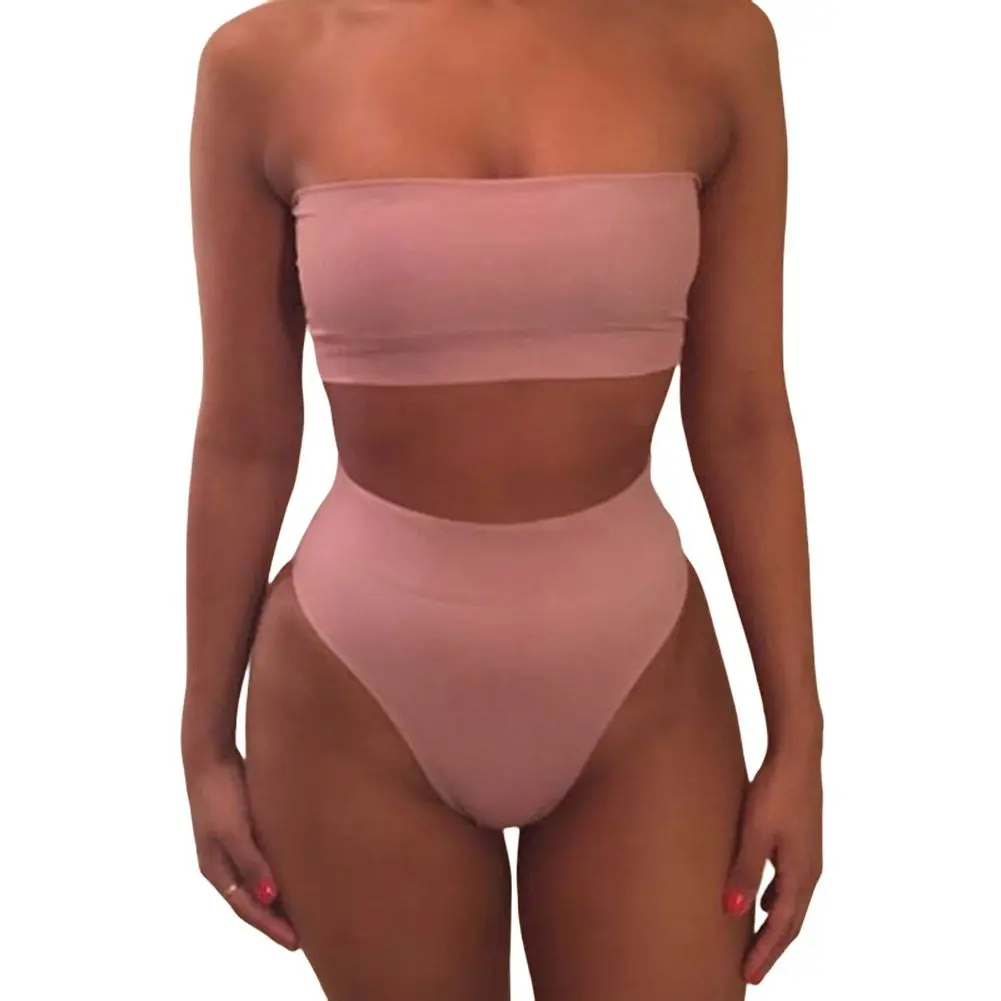 High Waist Bikini 2021 Sexy Swimwear Women Swimsuit High Leg Bandeau Bikinis Set Swimming for Bathing Suit Woman Swimsuits