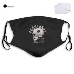 men Male cotton Tops ROCKABILLY SKULL BIKER ROCKER Face Mask Filter Pocket Cloth Reusable Washable