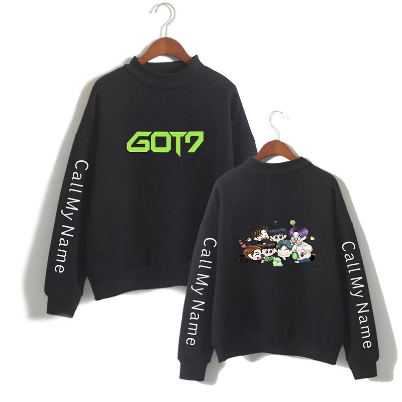 

Got7 Kpop Print Cute Baby Figure Cartoon High Collar Hoodies Men Women Capless Sweatshirts Tops Long Sleeve Hood Hoodie Pullover