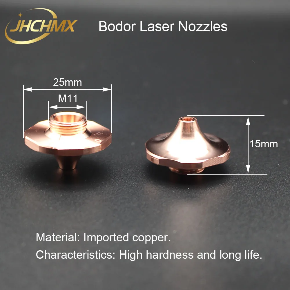 JHCHMX 10pcs/lot Bodor Small Laser Nozzles Single/Double Layer Dia.25mm M11 Caliber 1.0-5.0mm For Bodor Fiber Laser Machine