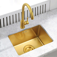 Nanometer Gold Undermount Kitchen Sink 304 Stainless Steel Manual Kitchen Sink Single Bar Counter Kitchen Sinks