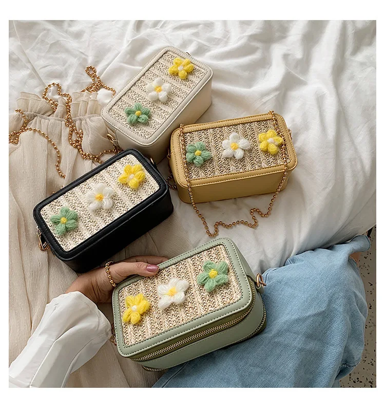 JIULIN New Fashion style lady bag inclined harbor wind-grass bagging fashion fashionable flowers ocean style small square bags