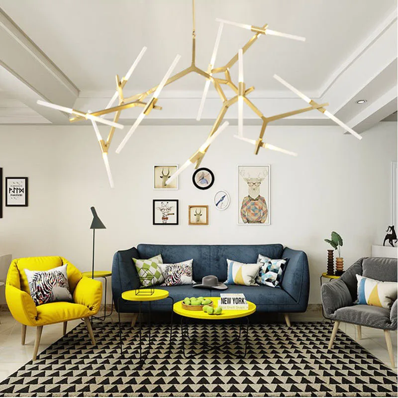 Herringbone branch chandelier post-modern industrial style simple creative LED personality living room dining bedroom minimalist