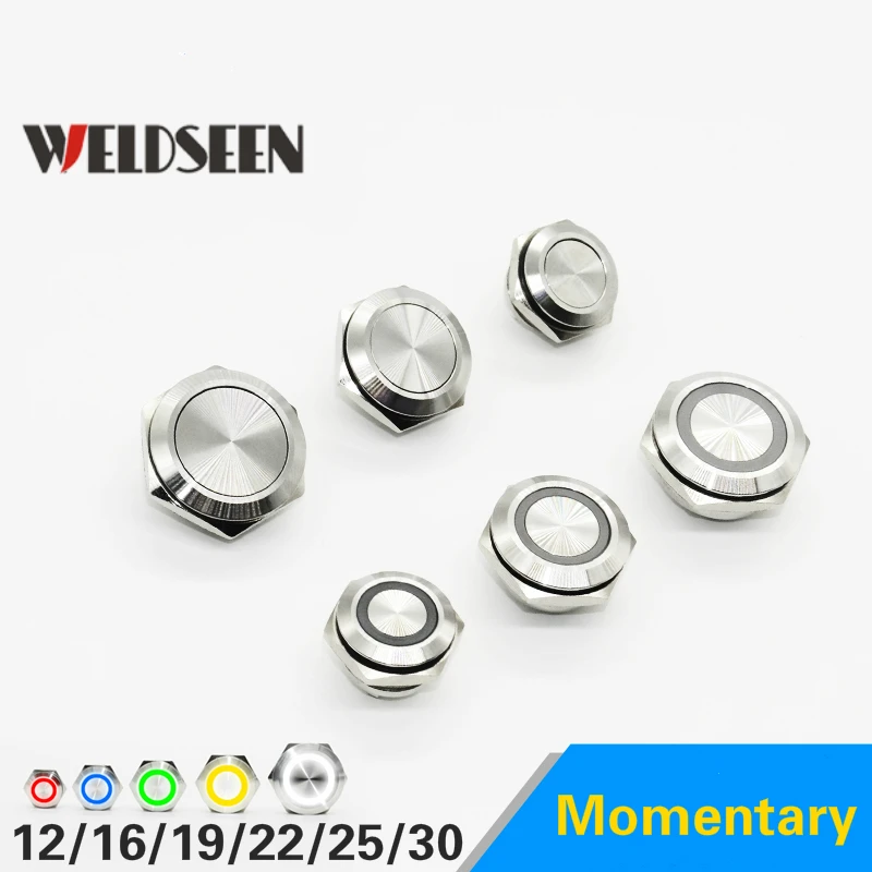Przycisk ze stali nierdzewnej przełącznik krótki rzut samoczynnego resetowania chwilowy 12mm 16mm 19mm 22mm 25mm 30mm LED dotykowy przycisk windy