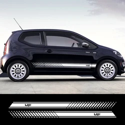 2PCS Vinyl Car Stickers Stylish Sport Automobiles Side Stripes Skirt Decal DIY For Volkswagen VW UP Car Styling Auto Accessories