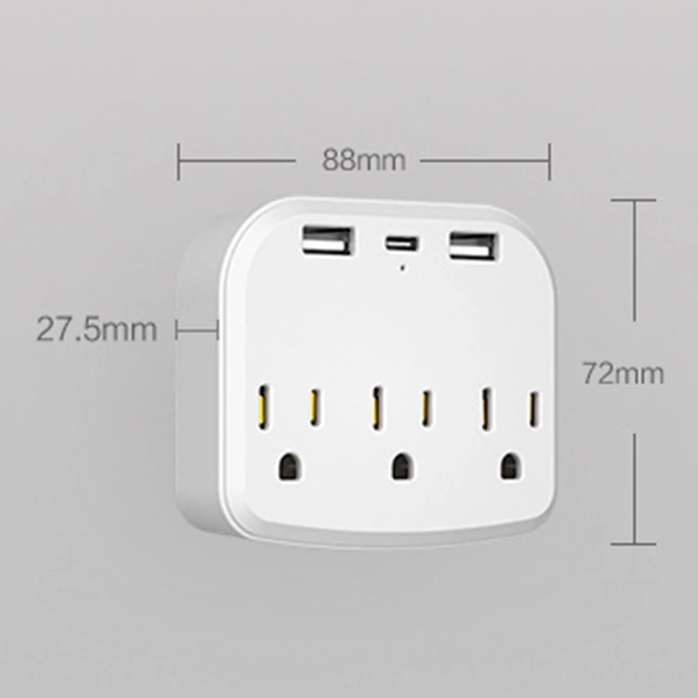 デュアルUSBポートを備えた壁コンセント用の電気拡張器,2つのUSB出力を備えた3つの受信機