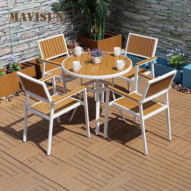 Dinning Table Furniture And Chairs Combination Courtyard Waterproof Villa Balcony Restaurant Garden Terraces For Outdoor Set