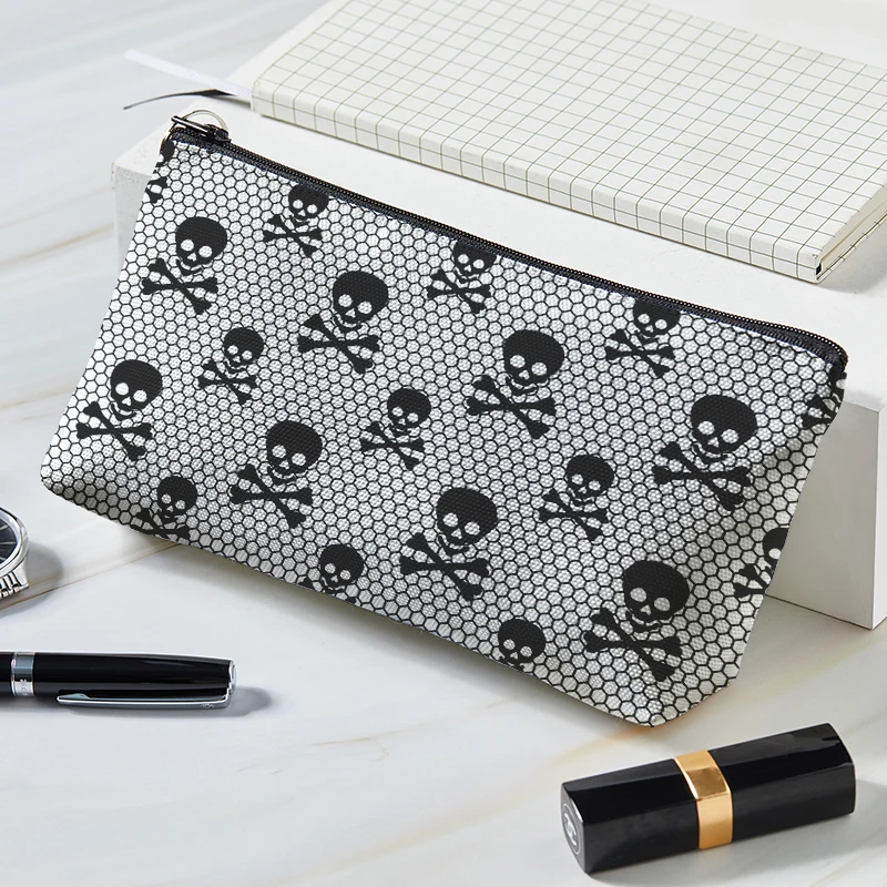 Funny Skull Print Cosmetic Bag Personality Makeup Bag For Women Travel Make Up Storage Pouch Female Portable Cosmetic Case