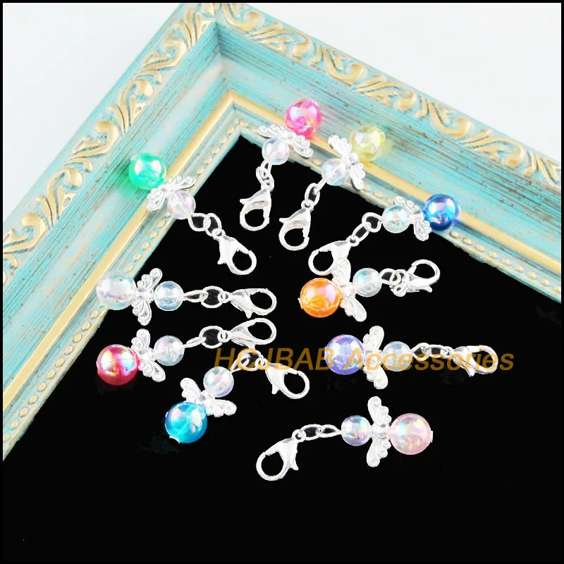 20Pcs Silver Plated Retro Mixed Mirage Beads 14x21mm Angel With Lobster Claw Clasps Charms