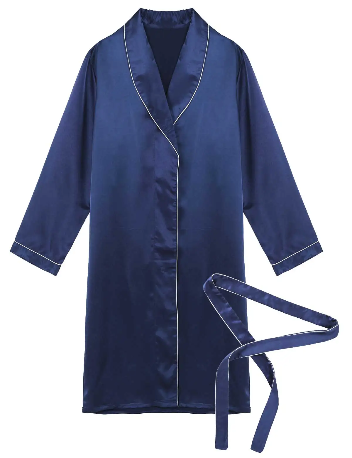 Men\'s Satin Robe Long Bathrobe Lightweight Sleepwear