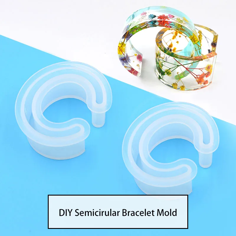 Semi Open Bracelet Moldes C-Shaped Bracelet Moule Epoxy UV Glue Dried Flowers Bangle Mold For Epoxy Resin To Art Craft