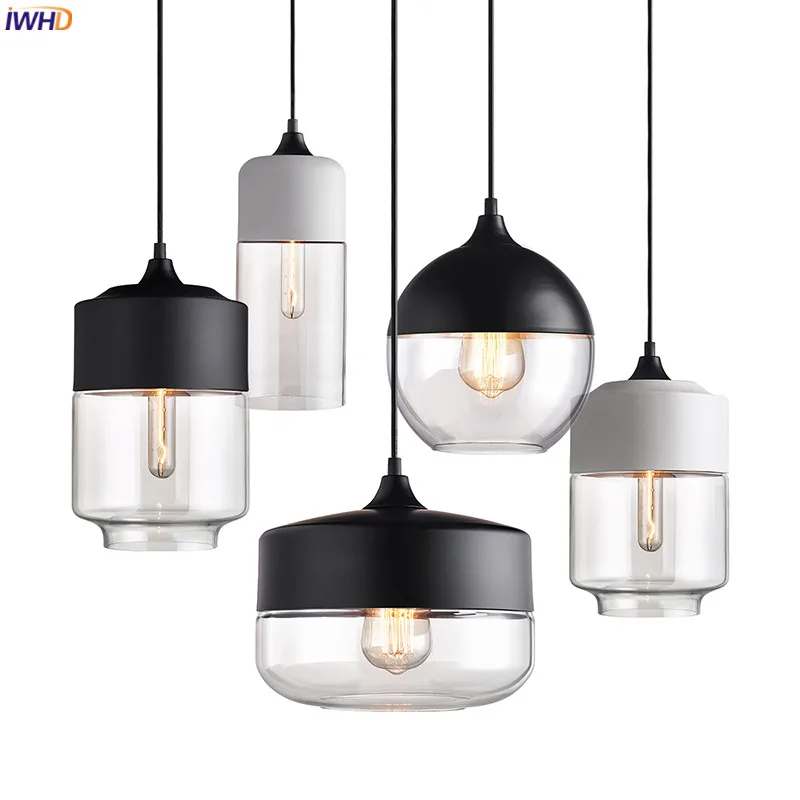 

IWHD Nordic Modern Glass Pendant Lamp Bedroom Dinningf Living Cafe Bar Luminaria Hanging Lights LED Lampara Colgante Hanglamp