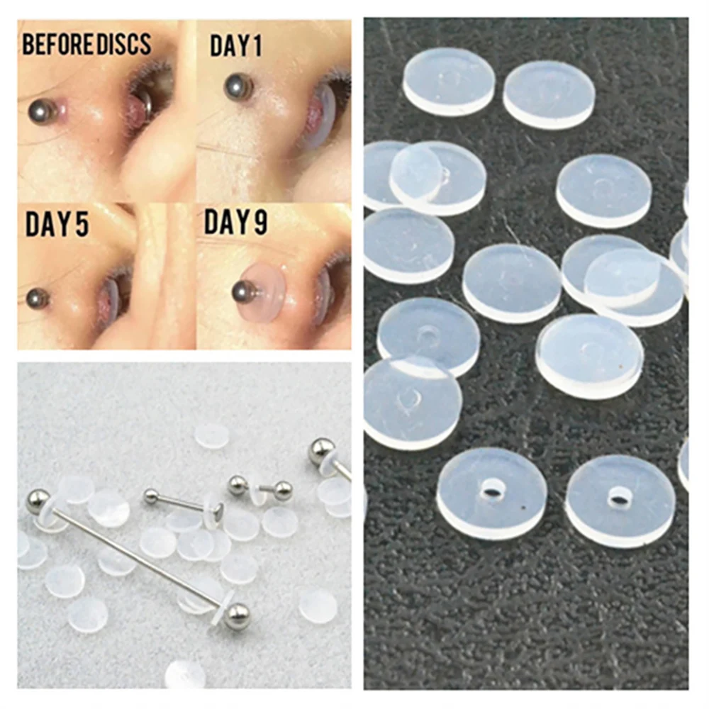 Silicone Piercing Healing Discs Soft Flat Washer Anti Hyperplasia Anti-sagging Fixed O-Rings for Nose Ear Cartilage Plane Spacer