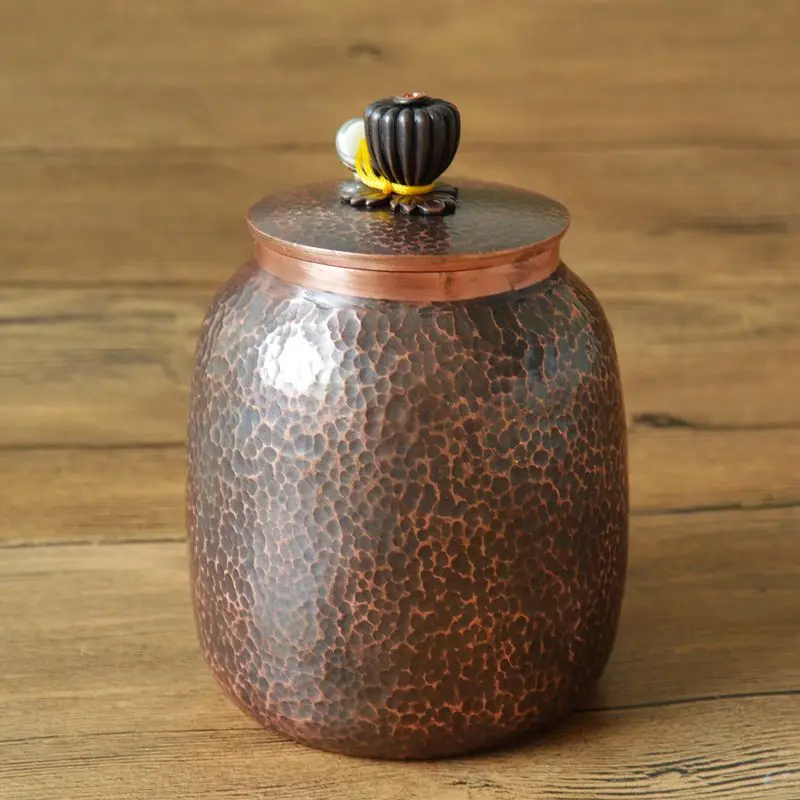 Pure Copper Handmade Tea Container Pot with Lid Upscale Gift