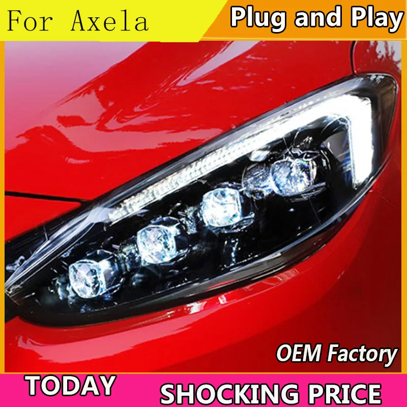 Car Styling For Mazda 3 Axela 2014-2016 Car Lights Angel Eyes Fog Lights Daytime Running Lights