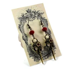 Raven Skull Earrings, Bird Skull Earrings, Gothic Earrings, Raven Skull Jewelry, Gothic Jewelry, Steampunk Earrings
