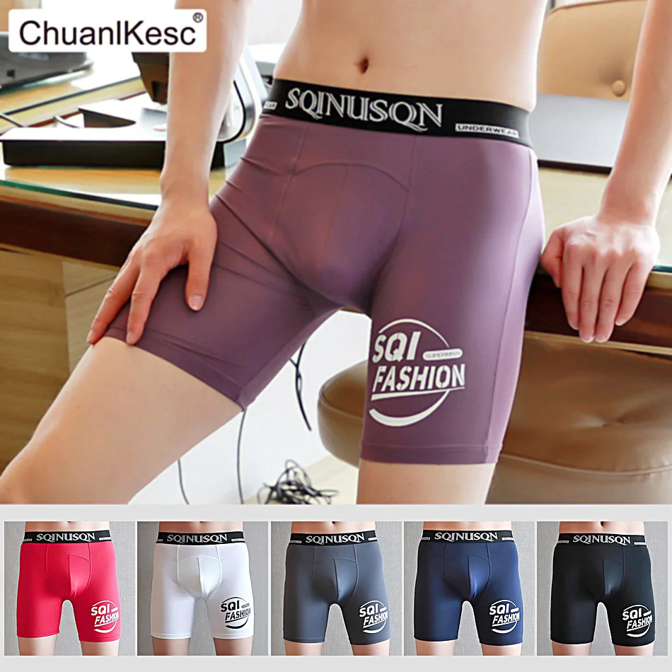 Men\'s Boxers Prevent Leg Abrasion In Summer Sports Long Panties Cool And Breathable Running Fitness Medium Length Shorts