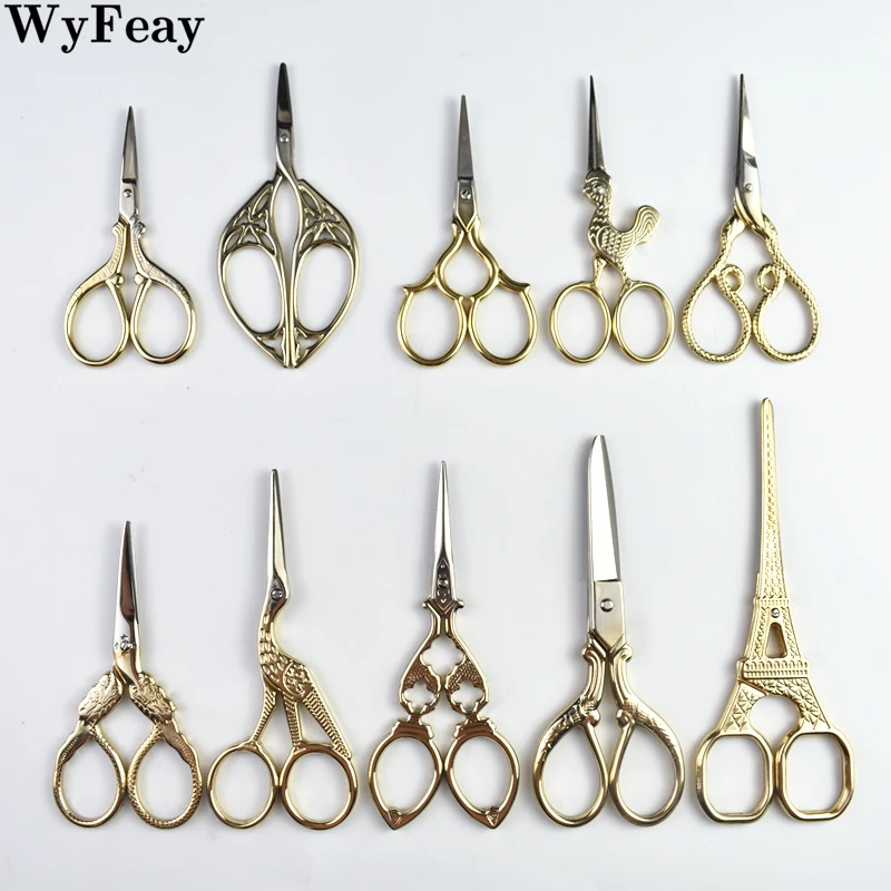 Gold Sewing Embroidery Scissor Fabric Art Cross Handicraft Retro Vintage Scissors Tailor Scissors Thread Scissors Zakka Shears