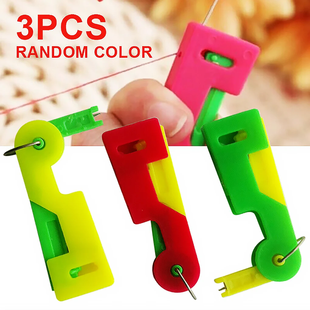 

New 3pcs Color Random Mini Automatic Needle Threader Sewing Threading Guide Device Sewing Tool