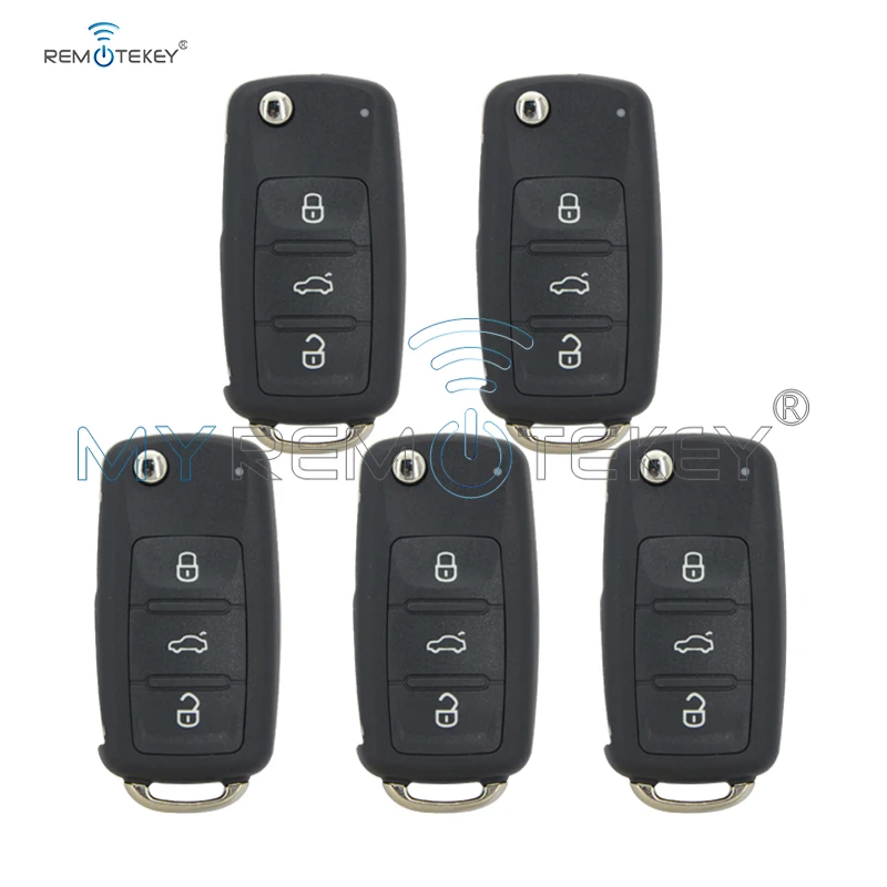 

Remtekey 5Pcs Flip Care Key 202AD for VW Volkswagen Beetle Golf Eos Polo Sharan Tiguan 2011-2013 HU66 5K0837 202 AD ID48 434Mhz