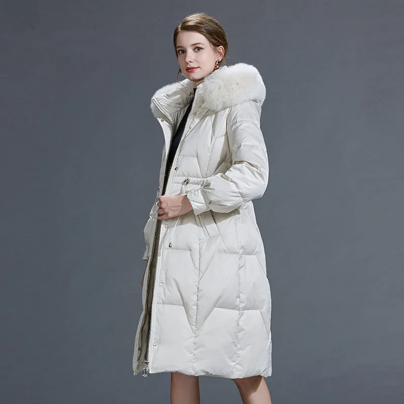 

Fad Winter Long Coat Female Warm Parka Real Fox Fur Collar Down Jacket Winter Coat Women A293