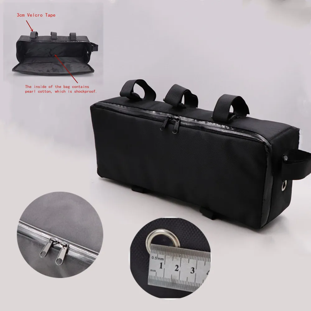 Battery Controller Bag Bicycle Tube Frame Bicycle Beam Bag Battery Li-ion Tool Storage Hang Waterproof for MTB Bike 40x15x10cm