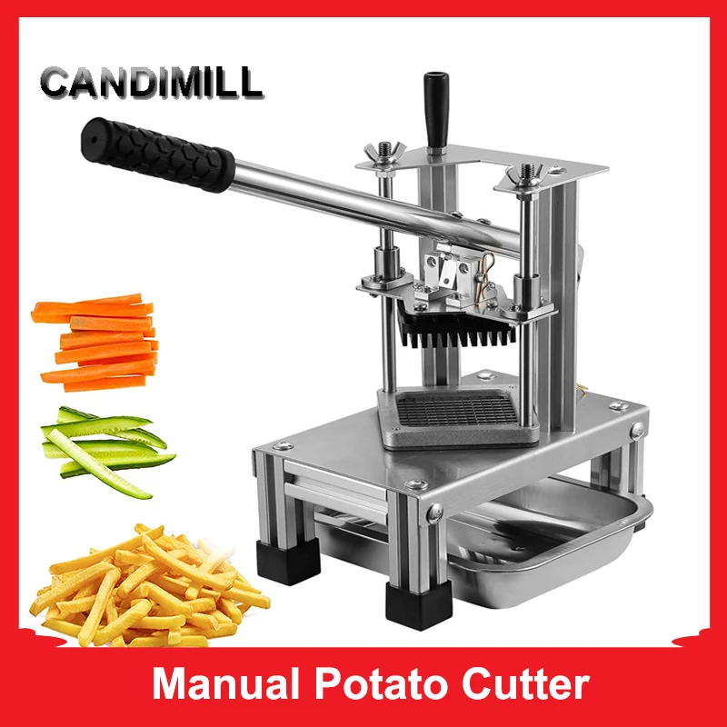 CANDIMILL Commercial Potato Cutter Stainless Steel Potatos Strips Slicer Fruit Vegetable Slicer French Fries Cutter