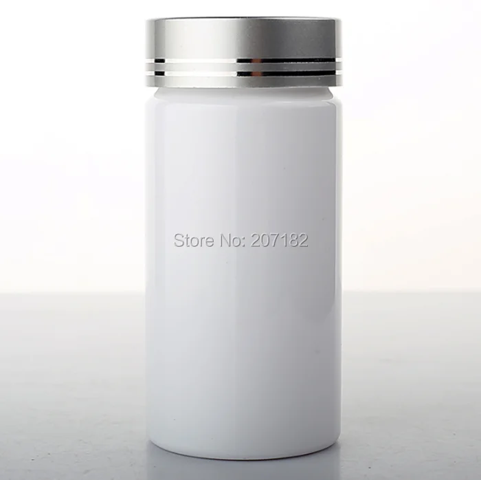 100pcs 80ml PET Capsules/Pills/Tablets/Powder/Vitamins/Candy Plastic Bottles---White Color Body Black/Silver/Golden Metal Lids