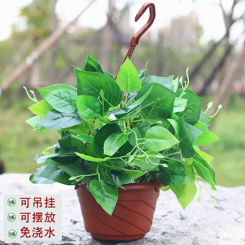 

Simulation green plant potted green plant suit plastic flower indoor living room tea table green leaf balcony decorations