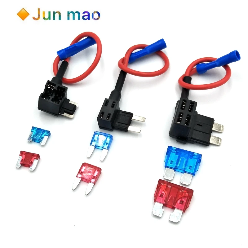 12V MINI SMALL MEDIUM Size Car Fuse Holder Add-a-circuit TAP Adapter with Micro Mini Standard ATM Blade Fuse