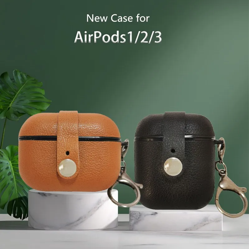 Чехол для Airpods 3 Luxury из искусственной кожи Airpods 2 Air Pods Pro защитный чехол с пряжкой против потери для Air Pods 3 2 1 чехлы