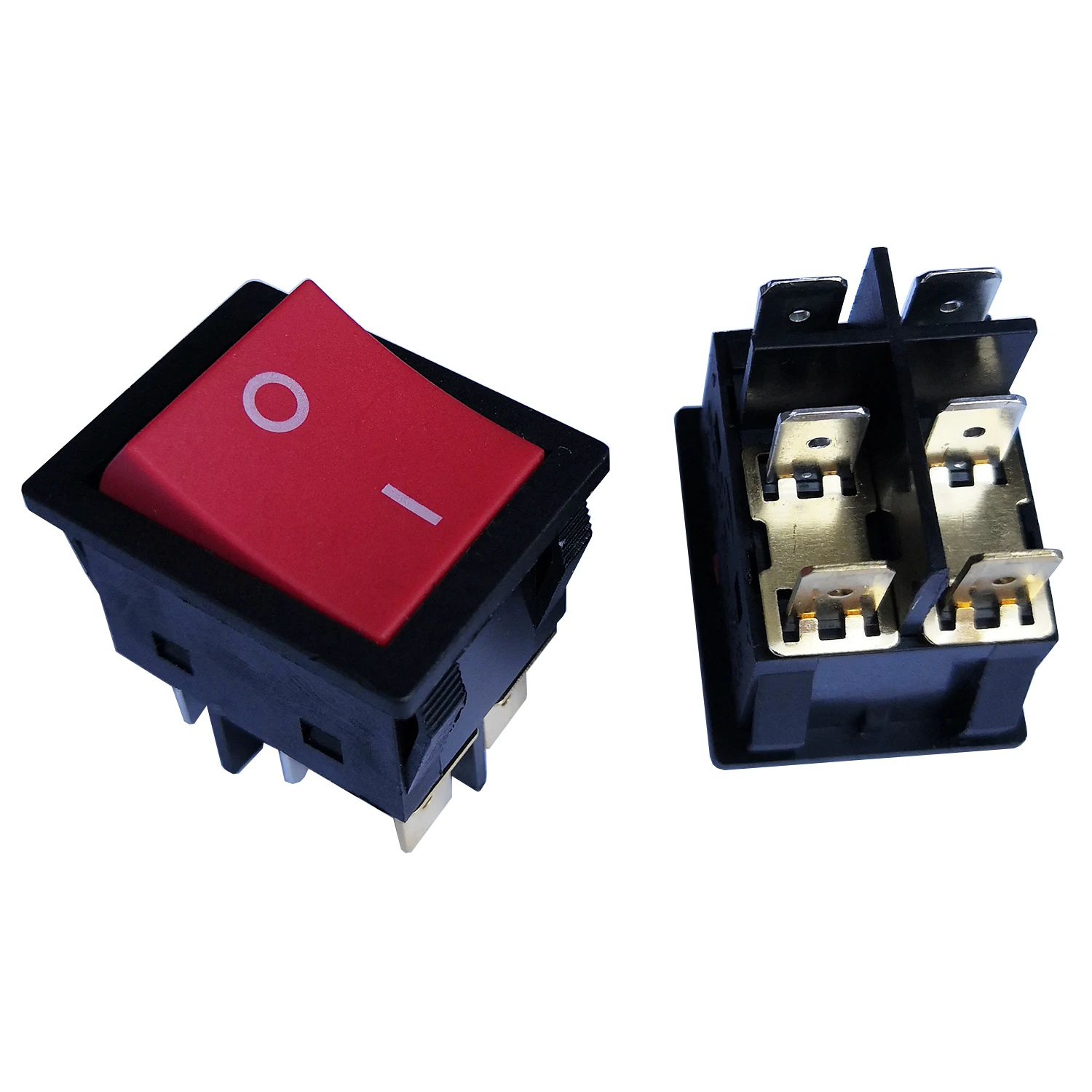 2Pcs 6Pins 30A 125V/250V Large Current Rocker Power Switches for Inverter Welding Machine JD03-A1 with Connecting Piece, Red