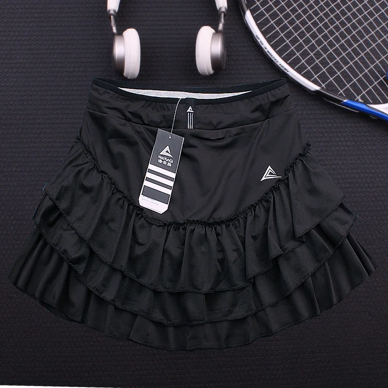 Quick Dry Sports Tennis Skirt Women Fluffy Cake Fitness Yoga Running Clothes Girl Badminton Solid Pleated Workout Skort