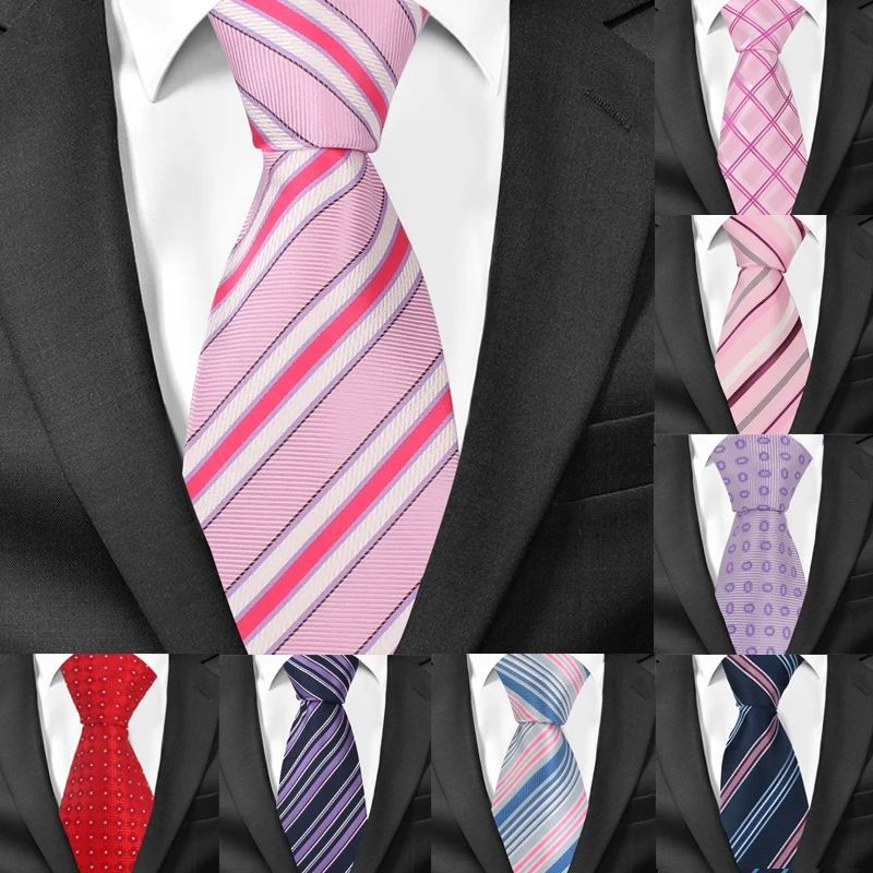 

Men Ties Fashion Striped Neckties For Wedding Business 8cm Widtch Classic Necktie JACQUARD WOVEN Tie For Men Cravat Neck tie