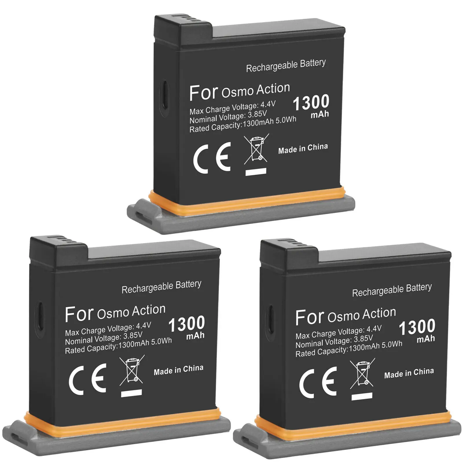 Baterai Aksi 1300MAh OSMO + 3 Port Pengisi Daya Cepat Pintar untuk Kamera Olahraga DJI OSMO