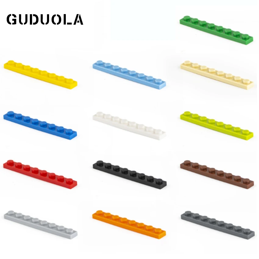 Guduola Building Block Plate 1X8 MOC Parts Compatible 3460 Base Brick Thin Figures Blocks Small Particles Blocks 76 pcs/lot