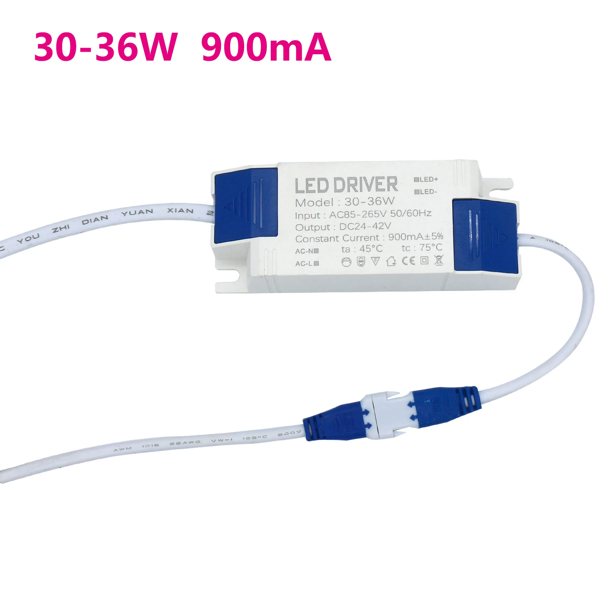 셸 포함 LED 드라이버 20-24W 30-36W 500mA 600mA 700mA 900mA 전원 공급 장치, 내장 정전류 조명 85-265V 변환