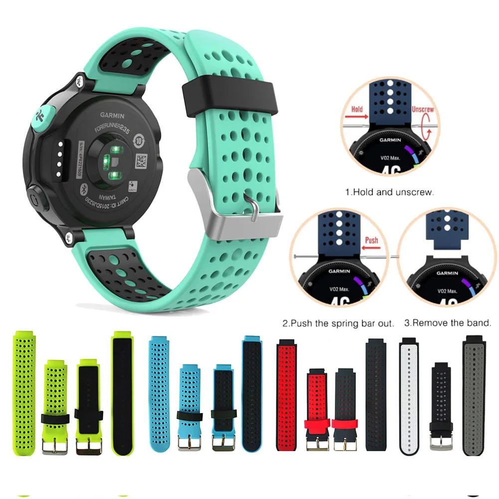 Soft Silicone WatchBand Strap for Garmin Forerunner 235 630 230 735 GPS Watch replacement Wristbands Bracelet Smart Accessories